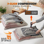 12 PCS Travel Vacuum Bags with Pump, Space Saver Vacuum Storage Bags Travel Pack Vacuum Kit with Wireless Electric Pump for Luggage Blankets Clothes, 6-20 inch, 4-24inch, 2-28inch