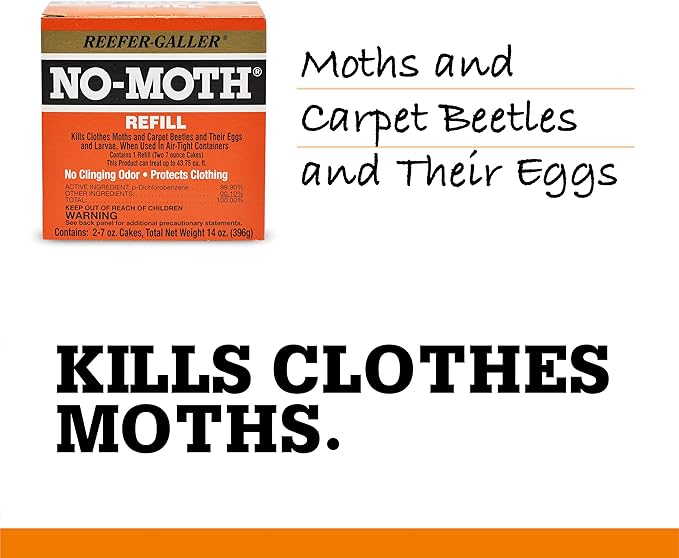 NO Moth Closet Hanger Refill Kills Clothes Moths, Carpet Beetles, and Eggs and Larvae, 7 OZ, 2 count (Pack of 1)