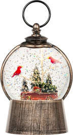 Christmas Snow Globe Lantern with Timer Cardinals Christmas Tree Truck Lighted Music Snow Globes, USB & Batteries Powered Holiday Glitter Globe for Xmas Indoor Decoration and Cardinal Gifts