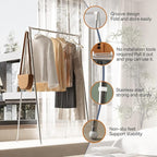 Upgraded Travel Garment Rack, Stainless Steel Portable Clothes Rack Collapsible, Folding Clothes Rack for Indoor & Outdoor, Portable Clothes Airer for Travel (Upgraded)