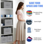 4 PCS Jean Organizer for Closet, 7 Grids Foldable Wardrobe Clothes Organizer, Stackable Fabric Closet Organizers and Storage for T Shirt Jean Sweater Shirt Pants