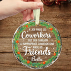 BSQUIELE Personalized Coworkers Glass Ornament 2025 - Friendship Gift for Work Bestie, Work Friends, Best Friends - Funny Coworker Appreciation Keepsake - Unique Xmas Tree Hanging Decoration