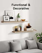 Amada Homefurnishing Floating Shelves, Paulownia Wood Wall Shelves for Living Room/Bedroom/Kitchen/Home Office, Wood Floating Shelf for Home Storage & Organization, Set of 4, 15.75″L x 5.91″W x 0.98″H