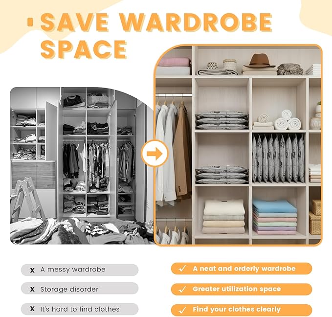12 Pcs Vacuum Storage Bags for Clothing: Travel Vacuum Seal Bags with Electric Pump, Space Saver Vacuum Storage Bags for Bedding Blanket Luggage (3 Jumbo + 3 Large + 3 Medium + 3 Small)
