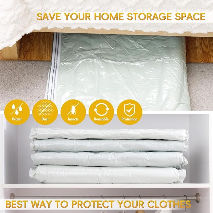 Vacuum Storage Bags - 8 Extra Large Jumbo storage Space Saver Bags (40x31 Inch) for Bedding,Comforters,Blankets,Clothing,Pillows,Jackets,Coats - Vacuum Seal Bags for Home Organization