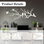 ESTART Metal Birds Wall Art, Metal Vivid Birds on Branch Silhouette Wall Decor White Leaves with Bird Outdoor Hanging Wall Sculpture for Home Living room Bedroom Balcony Garden (White, Small)