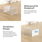 X-Large Shoe Storage Box, 15 Pack Clear Plastic Stackable Shoe Organizer for Closet, Interlocking Design Shoe Container Bins for Sneakers, Foldable Shoe Rack with Lids, White