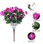 HyeFlora Artificial Faux Outdoor Flowers Plants for Spring Summer Decoration, Fake Silk Fuchsia Camellia UV Resistant Look Real for Planter Outside Front Door Porch Patio Balcony, 3 Large Bundles