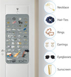 Bloss Hanging Jewelry Organizer With 90 Pockets,Earring Holder Organizer Storage For Valentine's Day Gift,Double-Sided Jewelry Holder for Earrings, Necklaces, Rings on Closet,Wall,Door(Grey)