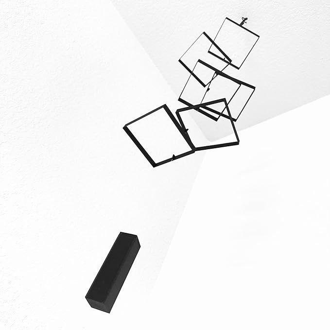 Elegant Minimalist Hanging Mobile with 6 Black Squares – A Statement of Simplicity and Style