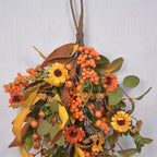 20 Inch Fall Harvest Swag, Artificial Fall Maple Swag Autumn Thanksgiving Day Halloween Decorative Teardrop, Halloween Wall Door Decor Sunflower Berry Fake Wreath (#1)