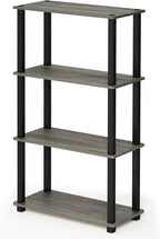 Furinno TURN-S-TUBE Storage Shelves, 4-Tier Book Shelf, Corner Shelf, Toolless Open Shelves, for Organization and Storage, Living Room, Garage, Home Office, French Oak