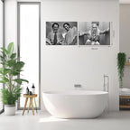 Framed Funny Movie Bathroom Canvas Wall Art Set of 2 – Black and White Vintage Comedy Movies Wall Decor, Humor White Chicks Posters Prints for Bathroom Toilet Humour Signs – 12X16in