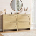 Nicetree Arch-Chic Shoe Cabinet for Entryway, Modern Mid-Century Shoe Storage Cabinet with Fluted, Narrow Shoe Rack with Adjustable Shelves & Tipping Protection, Fits Men's Size 13.5 Shoes
