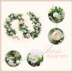 idyllic 6ft Spring White Peony Climbing Vine Decoration Artificial Floral Garland for Front Door Window Porch Mantel Staircase Table Runner Wedding Indoor Outdoor Home Decor