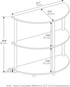 Furinno Frans Turn-N Half Round Console Table with Stainless Steel Tubes, Black Oak 15.6D x 31.1W x 30.8H in