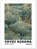 Yayoi Kusama Inspired Poster Japanese Botanical Wall Art Abstract Yayoi Kusama Print Modern Ukiyo-e Japanese Gallery Wall Decor 8x10in Unframed for Home Bedroom Decorations