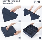 DIMJ Sock Organizer Drawer Organizer - Closet Organization and Storage, Underwear Drawer Organizer for Storing Socks, Handkerchiefs, Ties, Belts, Navy Blue