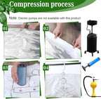 6 Pack Clear Hanging Vacuum Storage Bag, 51.2 x 27.6 inch Hanging Vacuum Sealer Storage Space Saver Bags, Reusable Space Saver Bags, for Suits Dress Jackets