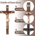 XUEMEKO Crucifix Wall Cross, 10.3" H Catholic Crucifix for Wall, Resin Jesus Cross Home Decor, Handcrafted Crucifijos Catolicos, Religious Wall Decor for Home Altar Church Gift