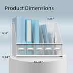 SUPEASY Desk Organizers Metal Desk Magazine File Holder with 5 Vertical Compartments Rack File Organizer for Office Desktop, Home Workspace, White (Pack of 2)