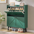 LEYAOYAO Shoe Storage Cabinet with 2 Flip Drawers，Narrow Shoe Storage Cabinet Organizer with Legs for Entryway Hallway, Living Room, Bedroom，Hidden Slim Storage Narrow Shoe Rack Cabinet,Green