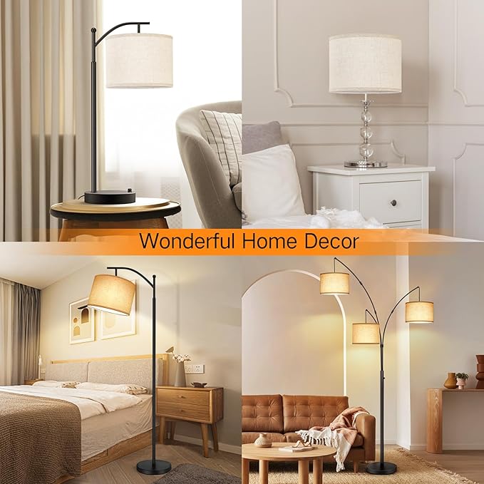 OUTON Drum Lamp Shades for Floor Lamps, 12" Top x 12" Bottom x 9" High, Easy to Assemble, Replacement Linen Lampshades for Table Lamps & Bedside Lamps (1.65" Spider)