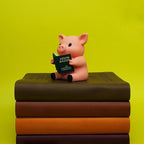 Little Readers – Cute Figurines for Bookshelves, Desks, Terrariums & Home Decor – Book-Loving Animal Statue – Pig