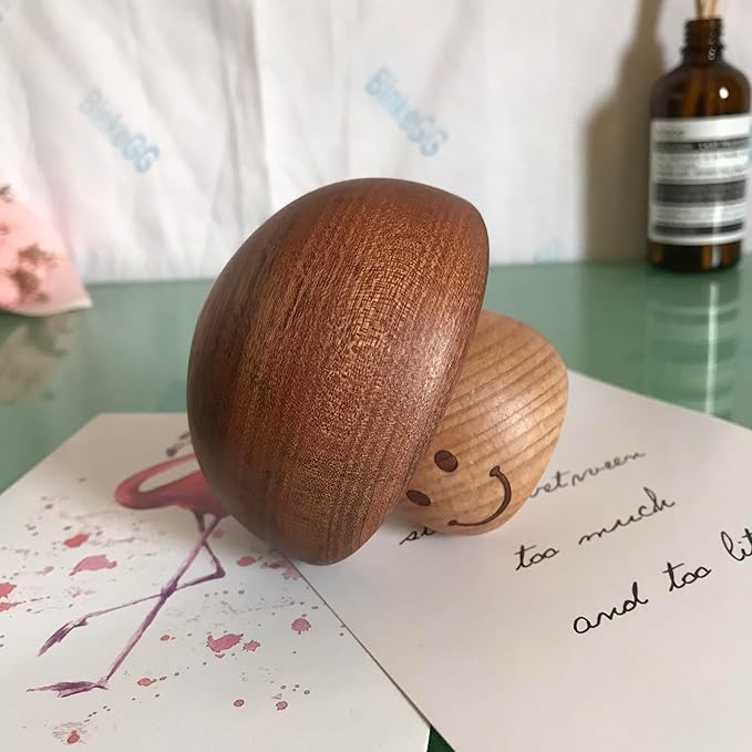 BinkeGG Play (Here Comes The Bride (Lohengrin Brautchor)) Walnut Mushroom Shaped Clockwork Music Box with Sankyo Musical Movement (65 Tunes Option)