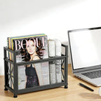 Magazine Rack Floor, Black Magazine Holder, Magazine Storage Basket, File Holder Organizer Stand, Metal Storage Shelf Box Bin Folder Organizer for Magazines, Books, Newspapers