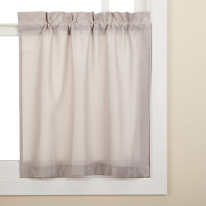 Sweet Home Collection Kitchen Window Tier, Swag, or Valance Curtain Treatment in Stylish and Unique Patterns and Designs for All Home Décor, 36", Ribcord Gray
