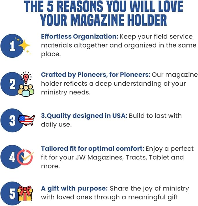 JW Magazine and Tract Holder, JW Field Service Supplies, Jehovah Witness Ministry Supplies, jw.org Accessories Gifts Ideas, Ministry Organizer for Pioneers, Best Life Ever Gifts Pioneer (Light Blue)