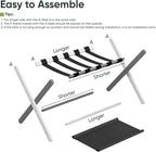 Luggage Rack, Folding Luggage Rack for Guest Room, White Bamboo Suitcase Stand Holds up to 131 lb, Luggage Stand with Storage Shelf for Hotel, Bedroom (1 Pack)