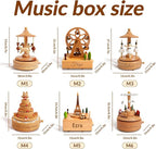 Personalized Wooden Carousel Music Box - Custom Name Gift for Friends, Birthday Christmas Valentine's Day Gift Home Decoration | Hand-Cranked Rotating Music Box