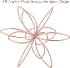 8" Metal Sphere Decor, Metal Floral Tabletop Sculpture, Abstract Tabletop Decorative Spheres for Home Decor (Rose Gold)