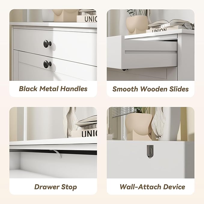 Shoe Cabinet with 2 Flip Drawers, Slim Freestanding Hidden Shoe Organizer with Drawer, Pet-Proof Shoe Storage Cabinet for Entryway Living Room Behind The Door, White