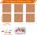 Square Felt Cork Bulletin Board Tiles, Self Adhesive DIY Felt Pin Board for Wall 30" x 20" with 35 Pushpins for Office School Home Wall Decor Stickers Memos Photos Display (Deep Camel)