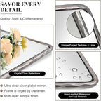ANDY STAR Hand-Forged Silver Bathroom Mirror for Wall, 24x36 Inch Vintage Solid Steel Metal Frame Bathroom Vanity Mirror, Antique Rounded Rectangle Wall Mirror, Hangs Horizontally or Vertically