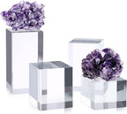 Hipiwe 4PCS Acrylic Display Risers Stand Clear Square Action Figures Collection Organizer Holder Collectibles Display Blocks Tabletop Jewelry Perfume Display Stand Photography Props