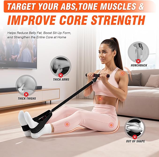 Pedal Resistance Bands with Handles, Upgrade Women Exercise Bands for Full Body Training, Core, ABS, Legs, Glutes, Arms, Pilates, Physical Therapy, Strength, Sit Up Equipment for Home Workout