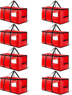 CONGREGATE 8-Pack Heavy Duty Red Moving Bags with Zippers and Handles, Heavy Duty Storage Handbags for Space Saving, Made of PE, 97 Liters/25.6 Gallons (28.7 Inch x 13.7 Inch x 15 Inch)