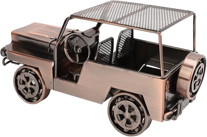 GLOGLOW Classic Metal Car Model Toy, Handcrafted Iron Ornament Vintage Car Figurine for Home Decor, Intricate Design, 8.66 X 3.74 Inches for Collectors (Red Bronze)
