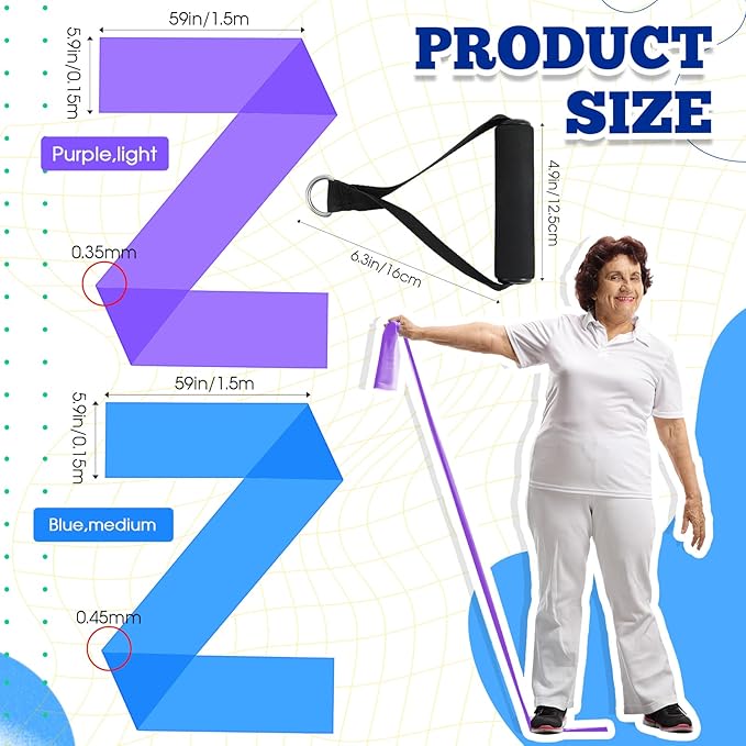 2 Pcs Resistance Band with Handles Chair Exercise Equipment for Seniors Physical Therapy Band Gifts for Elderly Women Rehab, Physical, Grandma, Grandpa