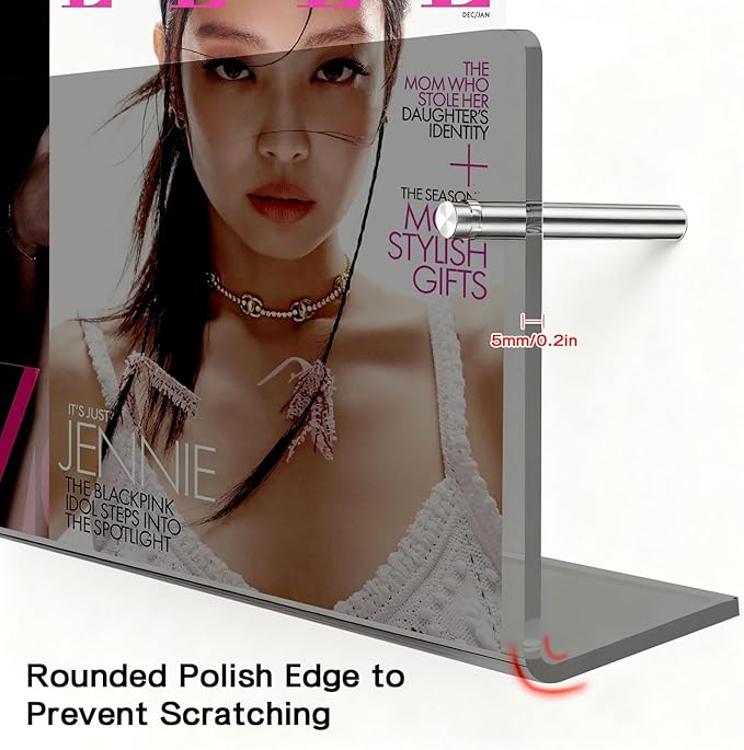 2-Pack 17 Inch Black Acrylic Magazine Holder, Sleek Wall Mounted Brochure Rack & Floating Bookshelf, Modern Stylish Magazine Display for Office, Waiting Room, Living Room, Fashion Home Decor