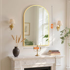 Sweetcrispy 24"x 36" Arched Gold Bathroom Mirrors for Wall, Bathroom Mirrors for Over Sink, Metal Framed with HD Shatter-Proof Glass for Entryway, Living Room, Bedroom, Home Decor