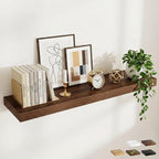 FLYJOE 55 Inch Long Floating Shelves for Wall Set of 1, 12" D Wood Grain Bathroom Shelves with Invisible Brackets, Easy Install Engineered Wood Storage Shelves for Kitchen, Living Room, Bedroom