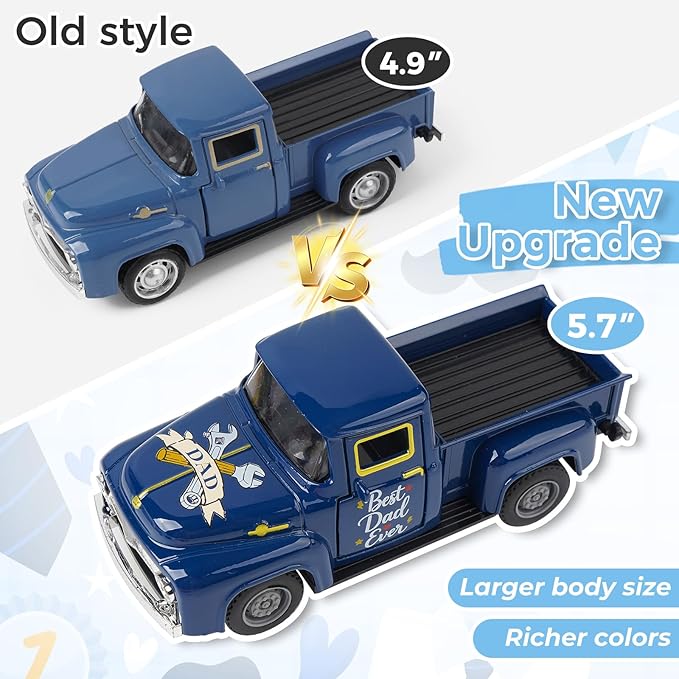 Fathers Day Truck Decor, Best Dad Ever Pickup Truck Tabletop Decoration with Toolbox, Rustic Farmhouse Tiered Tray Decor, Fathers Day Gift for Dad Home Office Desk