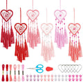 INFUNLY 6 Sets Heart Small Dream Catcher Kit Valentine's Day Themed Dreamcatcher Kit Mini Pink Dream Catcher Kit for Adults Boho DIY Dream Catcher Kit for Bag Pendant Car Interior Backpack Charm
