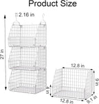 Hanging Closet Organizer and Storage, Clothes Hanging Shelves Wire Baskets for Clothing Sweaters Purse Handbags Shoes White 3 Tier