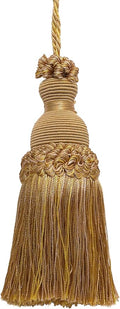 DÉCOPRO Beautiful Hand-Crafted 5" (12.5cm) Key Tassel, 3 1/2" (8.5cm) Loop # IKTJ, Rustic Gold #4975 (Light, Beige, Yellow Gold) Sold Individually